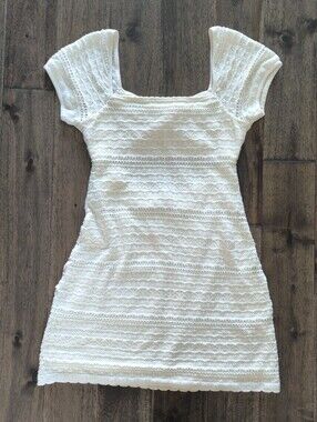 Hollister Cream Textured Knit Mini Dress